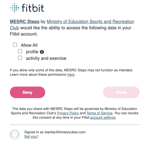 Authorise access to your activity data